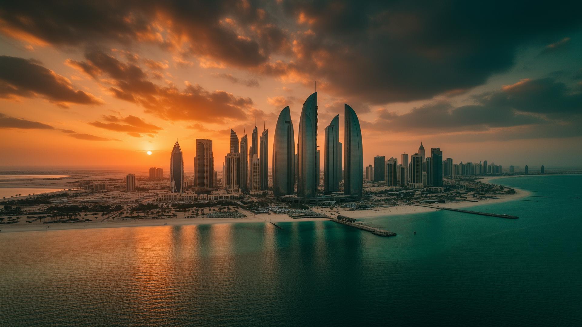 Doha skyline at sunset
